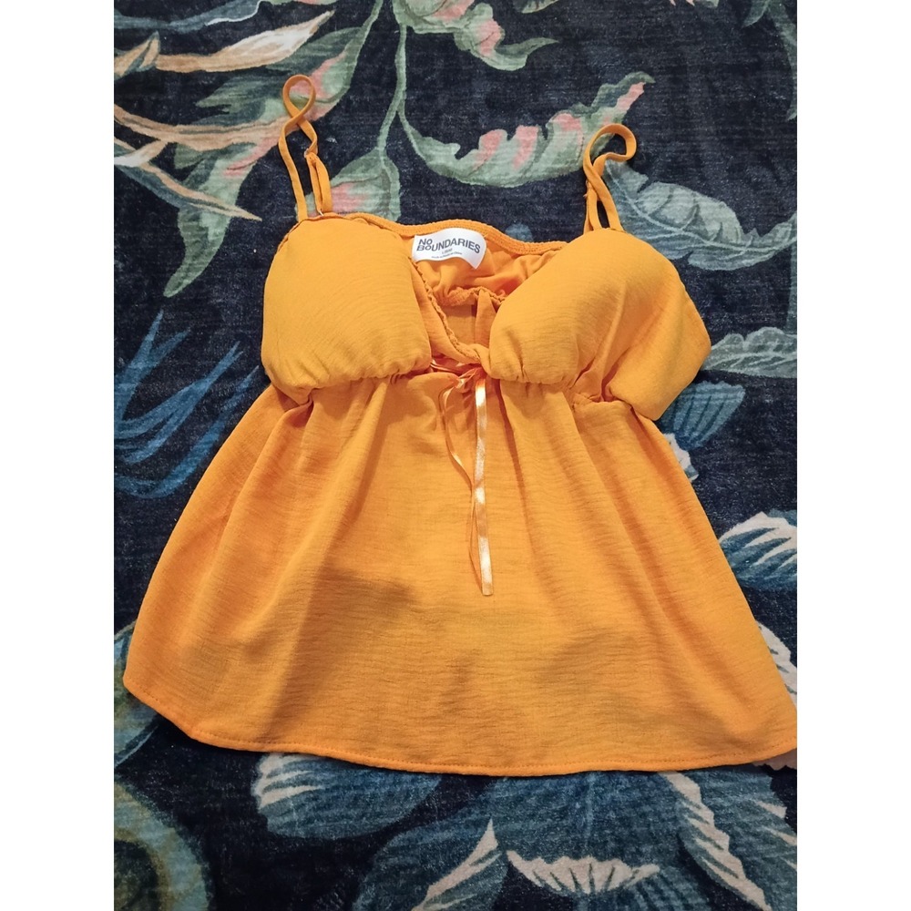 Vintage Y2K No Boundaries Cami V-Neck Padded Women's L Large Orange